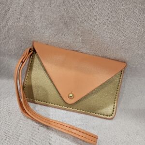 Chic Minor History Gold and Peach Wristlet Clutch Card Holder